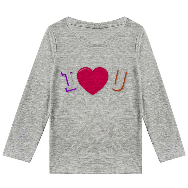 تیشرت آستین بلند دخترانه طرح i love u کد F14