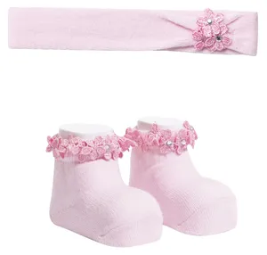 ست جوراب و هدبند نوزادی دخترانه کد 3958-1