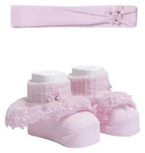 ست جوراب و هدبند نوزادی دخترانه کد 4023-2