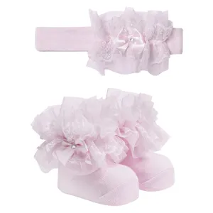 ست جوراب و هدبند نوزادی دخترانه کد 4024-1