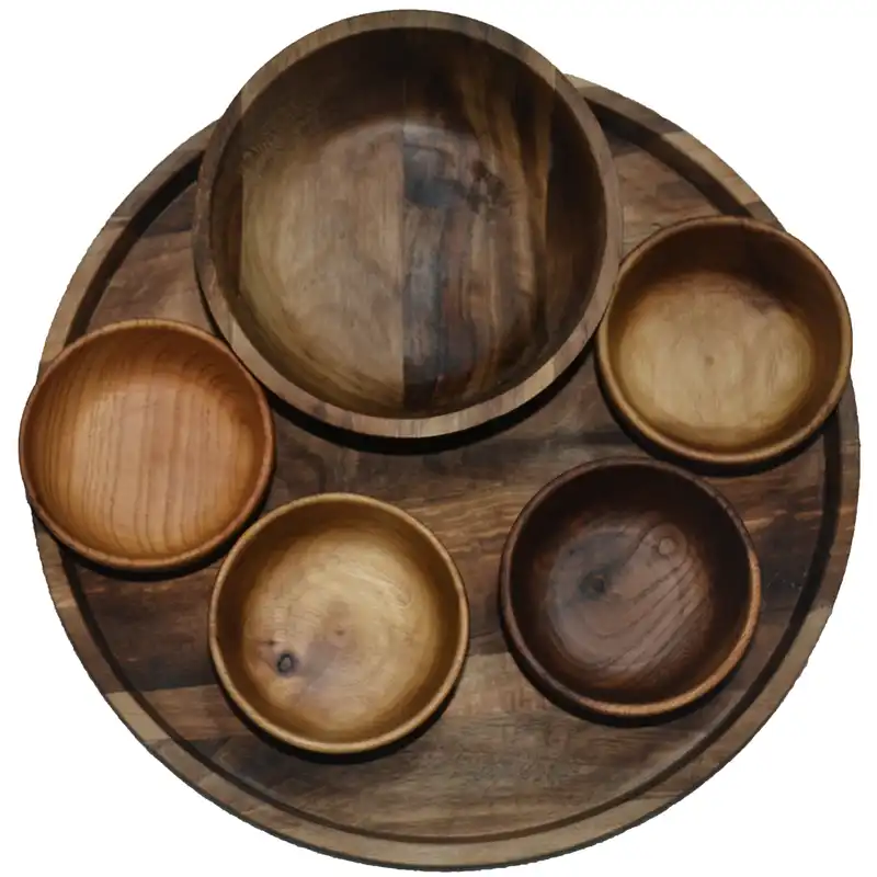 ست 6 تکه کاسه و بشقاب چوبی مدل S35K18K4