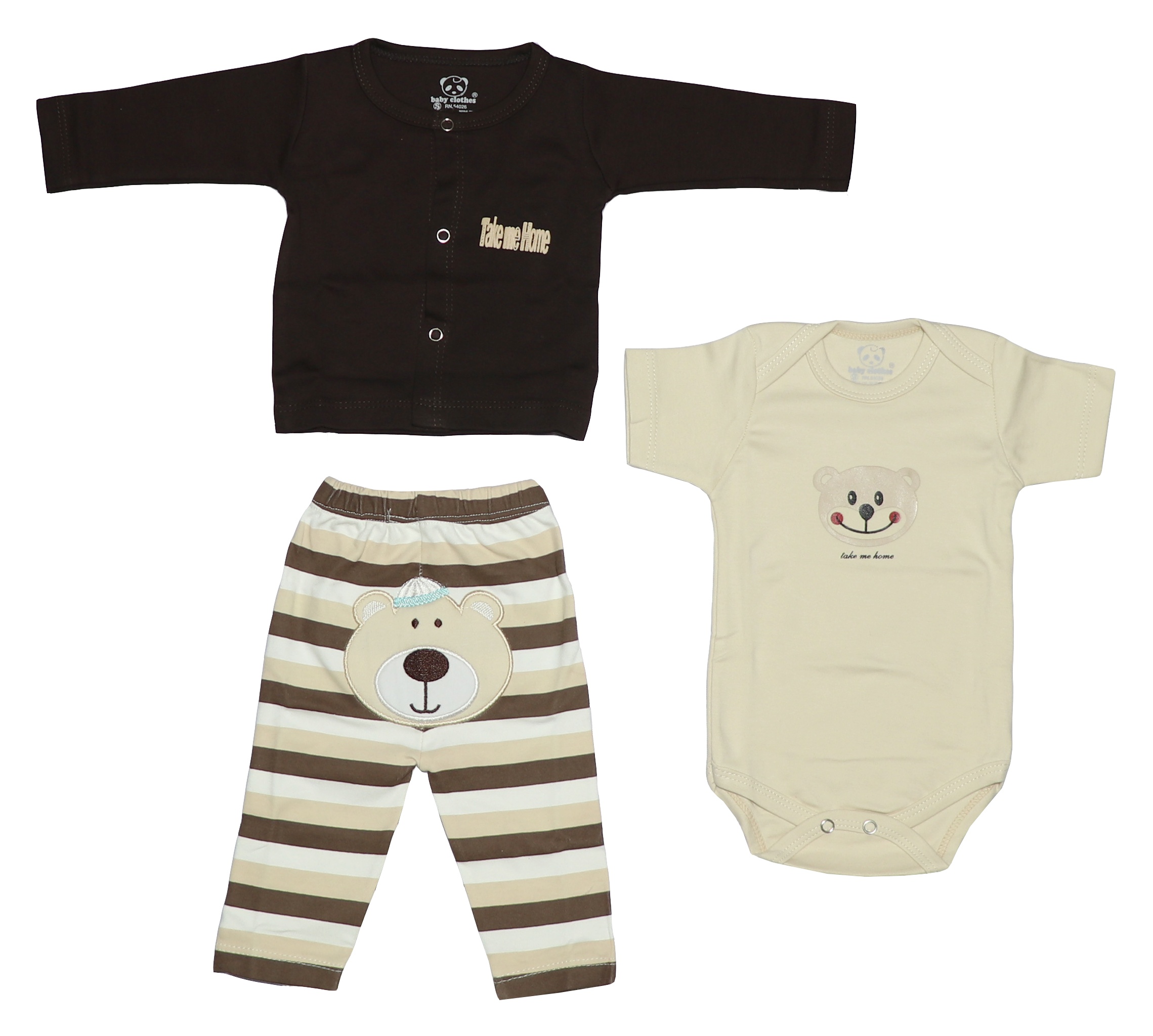 ست 3 تکه لباس نوزادی پسرانه طرح خرس کد 2023