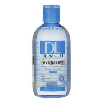 محلول پاک کننده آرایش صورت درمالیفت مدل HYDRALIFT مناسب برای پوست های معمولی و خشک حجم 250 میلی لیتر