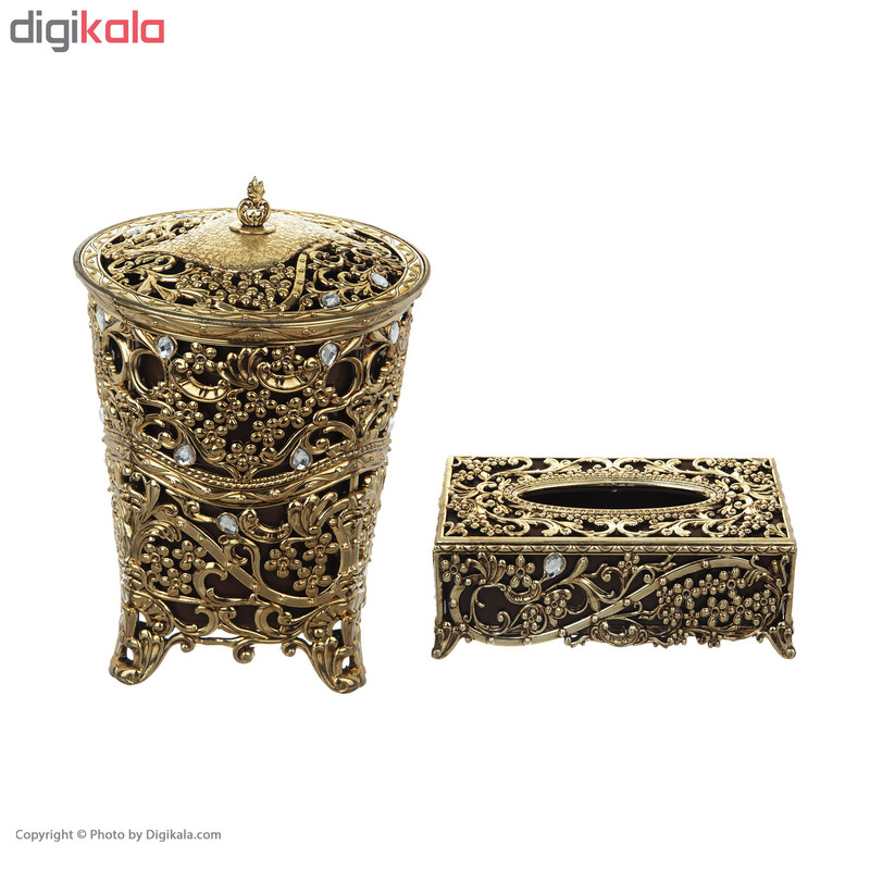 ست سطل و جای دستمال طرح گل  کد 02