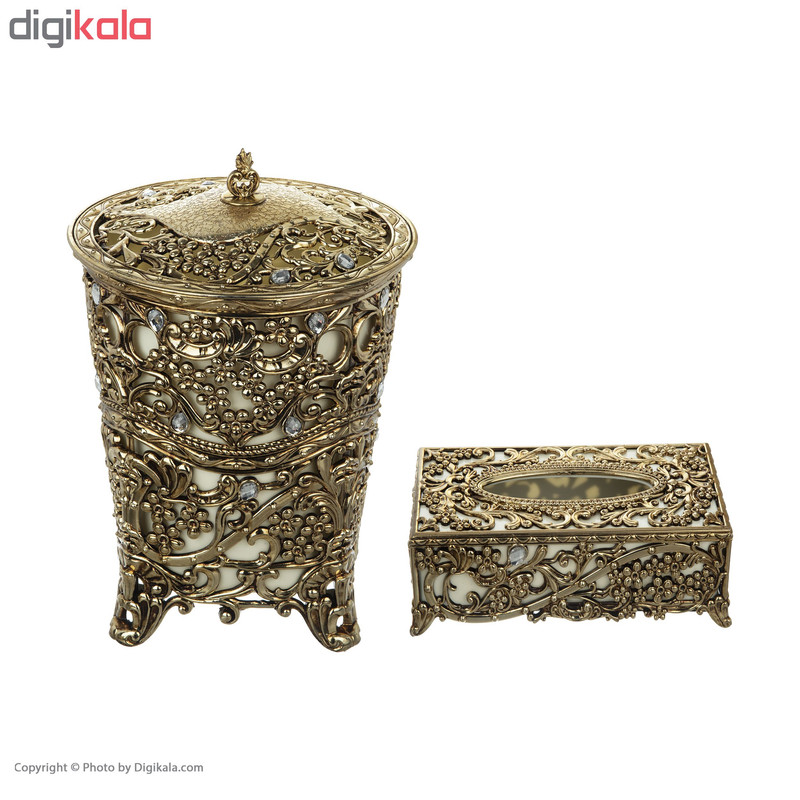 ست سطل و جای دستمال طرح گل  کد 02