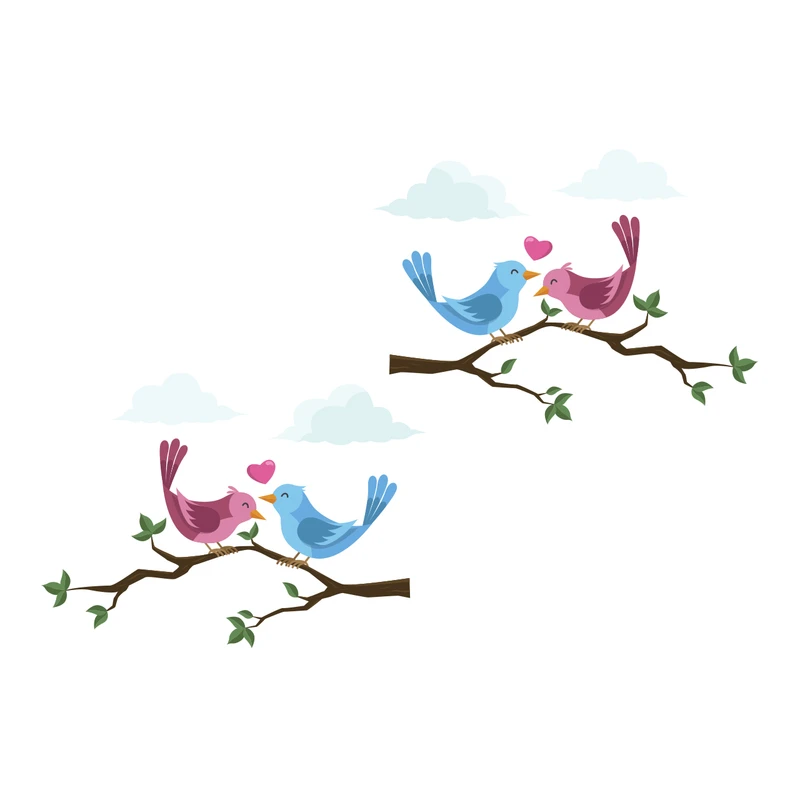 استیکر کلید و پریز طرح پرنده عاشق کد DC-106 بسته ۲ عددی