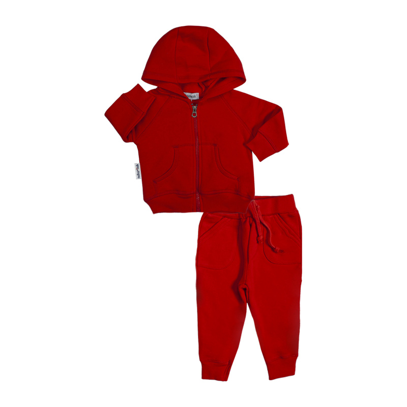 ست سویشرت و شلوار نوزادی آدمک مدل  زیپ دار کد 265800 رنگ قرمز