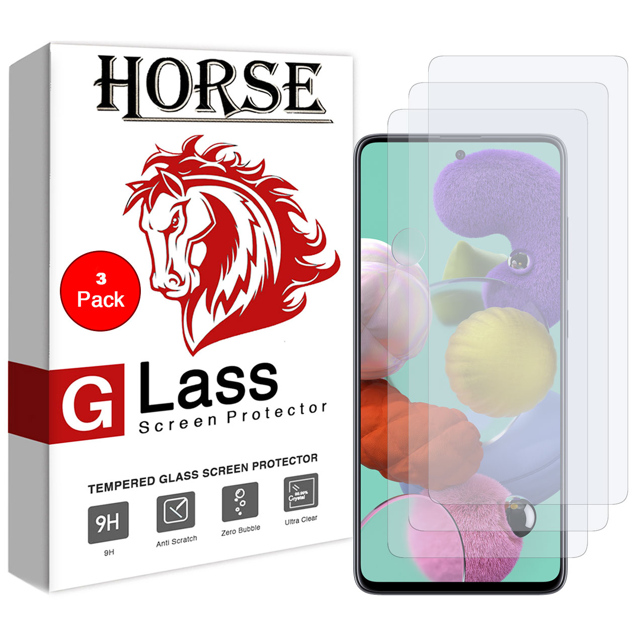 محافظ صفحه نمایش هورس مدل UCC مناسب برای گوشی موبایل سامسونگ Galaxy A51 بسته سه عددی