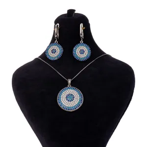 نیم ست نقره زنانه طرح چشم نظر کد 2179