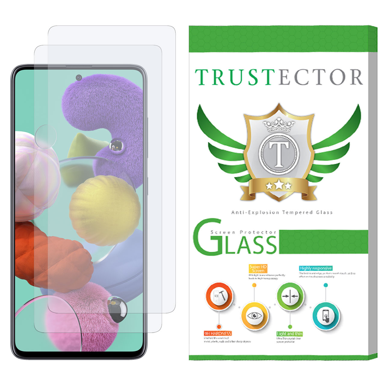 محافظ صفحه نمایش تراستکتور مدل GLS مناسب برای گوشی موبایل سامسونگ Galaxy A51 بسته 2 عددی
