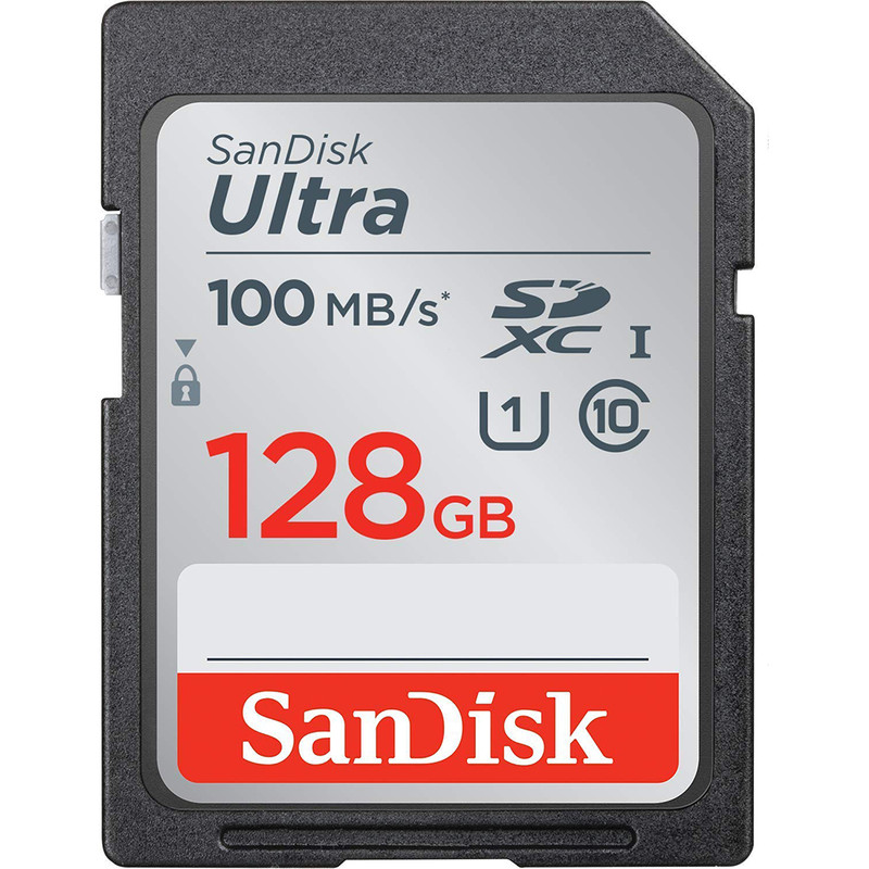 تصویر کارت حافظه SDXC سن دیسک مدل Ultra کلاس 10 استاندارد UHS-I U1 سرعت 100MBps ظرفیت 128 گیگابایت