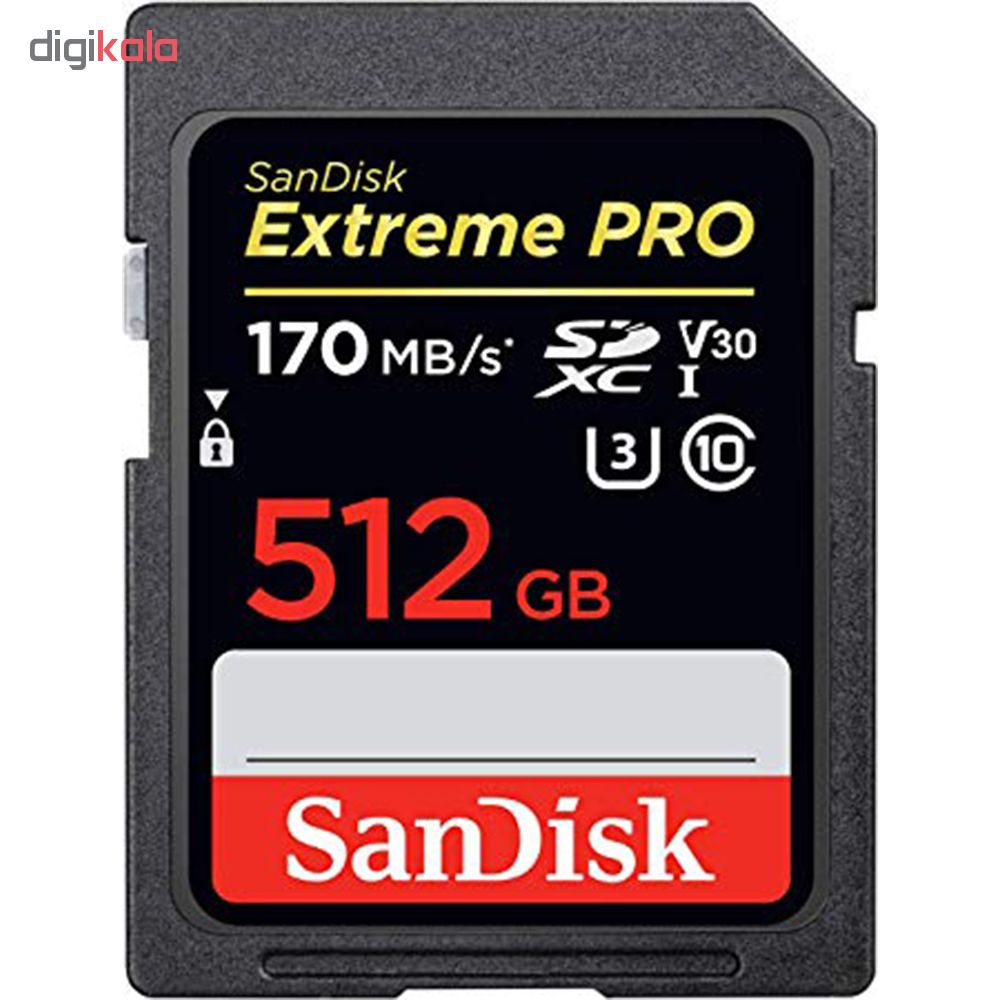 کارت حافظه SDXC سن دیسک مدل Extreme Pro V30 کلاس 10 استاندارد UHS-I U3 سرعت 170mbps ظرفیت 512 گیگابایت
