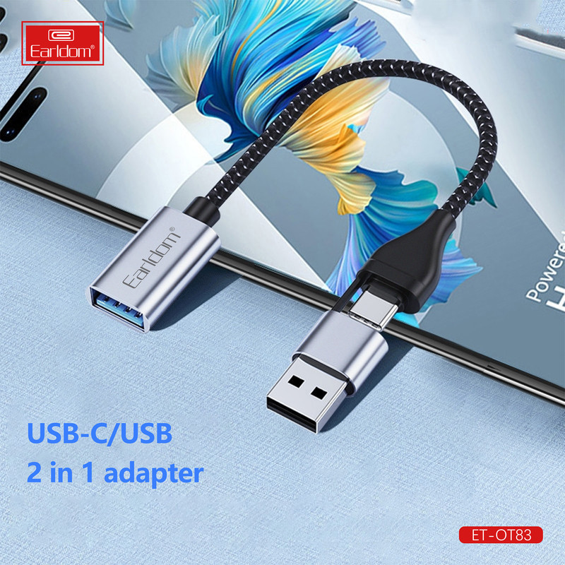 مبدل OTG USB به USB-C / USB  ارلدام مدل 2IN1 OT83