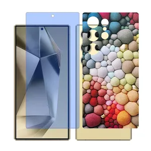 Glass Together model Blue cut screen protector for Samsung Galaxy S22 Ultra mobile phone with back cover sticker