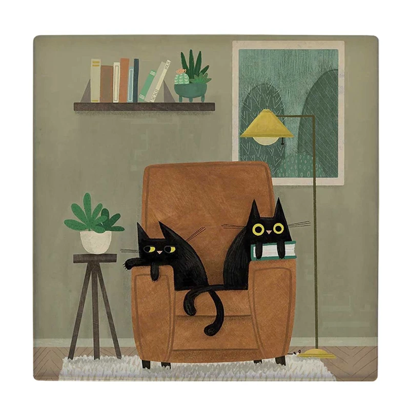 زیر لیوانی  طرح نقاشی گربه و مبل راحتی کد    6086938_5136