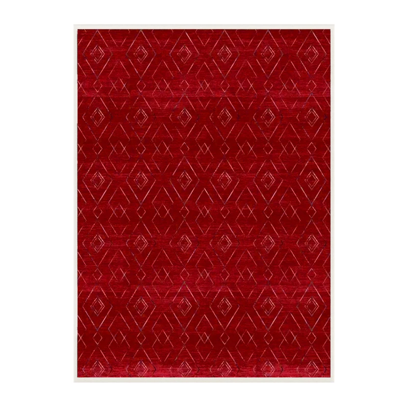 فرش ماشینی 1000 شانه زمینه لاکی حاشیه قرمز هانوکس مدل مراکشی کد MHX.008.1