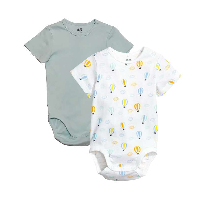 بادی آستین کوتاه نوزادی اچ اند ام مدل 1908 مجموعه 2 عددی