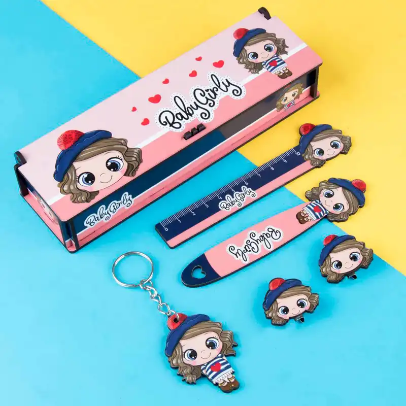 بسته لوازم تحریر مدل baby girl مجموعه 6 عددی