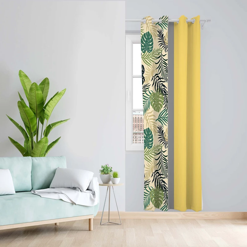 پرده طرح برگ انجیری مدل مخمل پانچی کد 1735 z سایز 140x200 سانتی متر