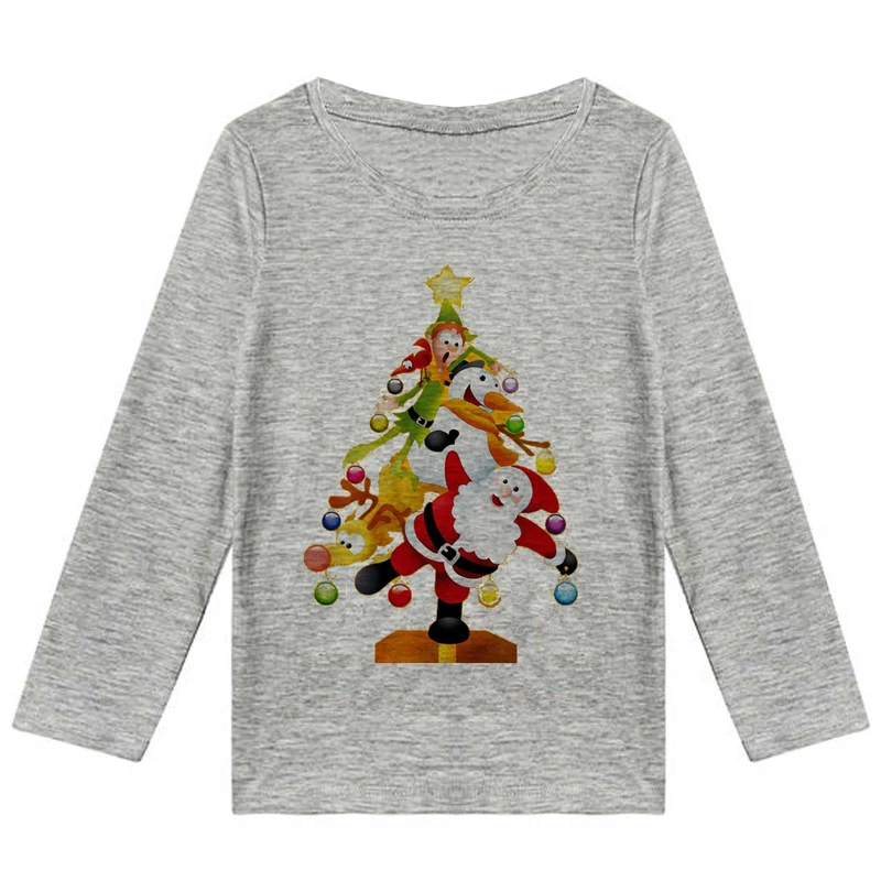 تیشرت آستین بلند دخترانه طرح بابانوئل کد F25