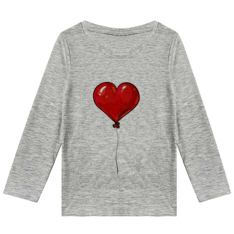 تیشرت آستین بلند دخترانه طرح بادکنک قلب کد F28
