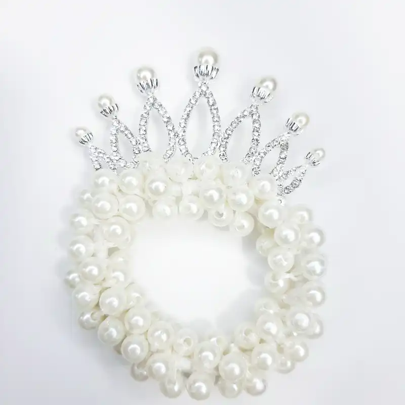 کش مو دخترانه مدل مرواریدی تاج دار کد 013