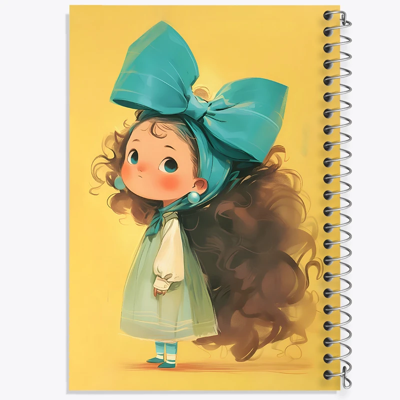 دفتر ژورنال نویسی 50 برگ خندالو مدل نقطه ای طرح دختر مو فرفری کد N4628