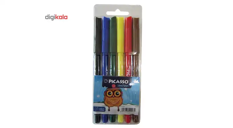 ماژیک رنگ آمیزی 6 رنگ پیکاسو مدل FINE TIP