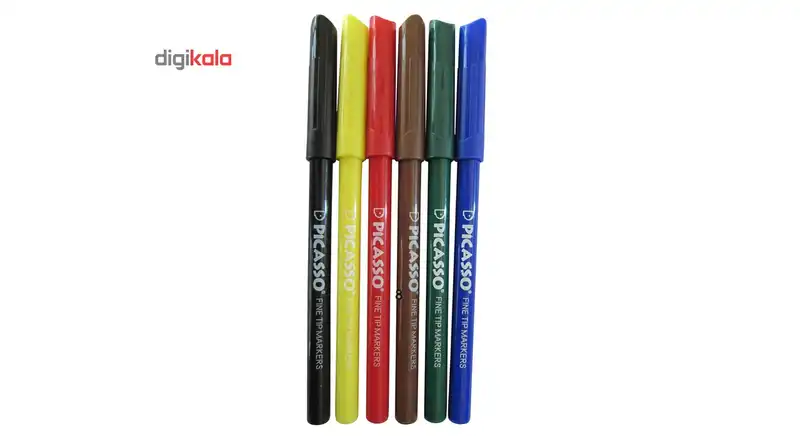 ماژیک رنگ آمیزی 6 رنگ پیکاسو مدل FINE TIP