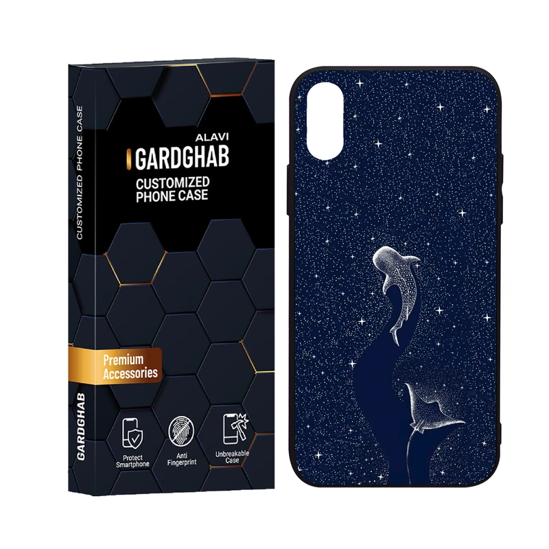 کاور گارد قاب علوی مدل دورژله ای پشت گلس هنری مناسب برای گوشی موبایل اپل iPhone X / XS