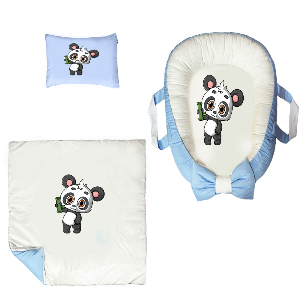 سرویس خواب سه تکه نوزاد ناریکو مدل گارد محافظ دار طرح پاندا کد 083