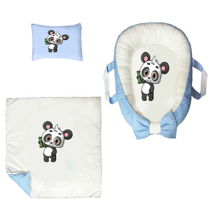 سرویس خواب سه تکه نوزاد ناریکو مدل گارد محافظ دار طرح پاندا کد 083