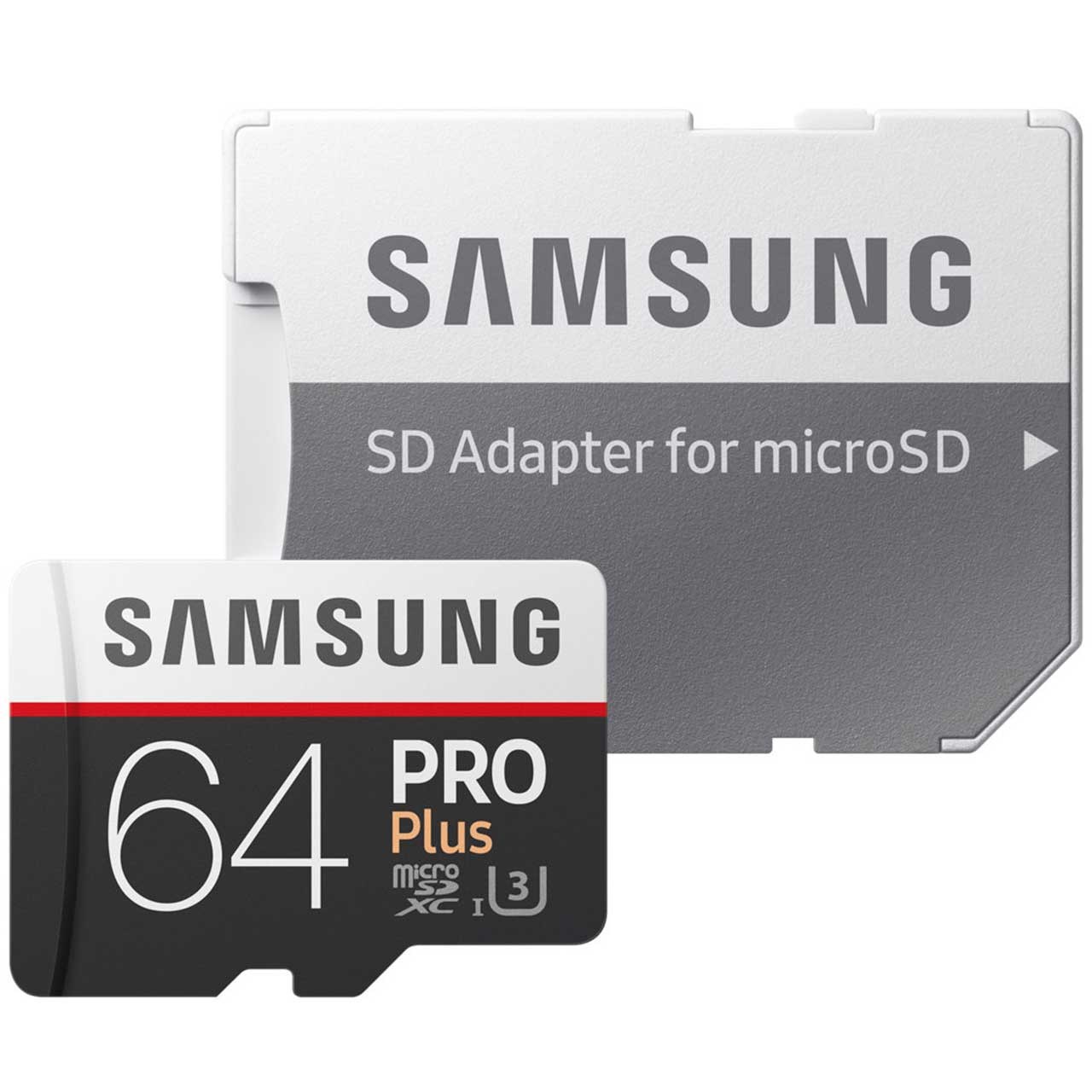 کارت حافظه microSDXC سامسونگ مدل Pro Plus کلاس 10 استاندارد UHS-I U3 سرعت 100MBps همراه با آداپتور SD ظرفیت 64 گیگابایت