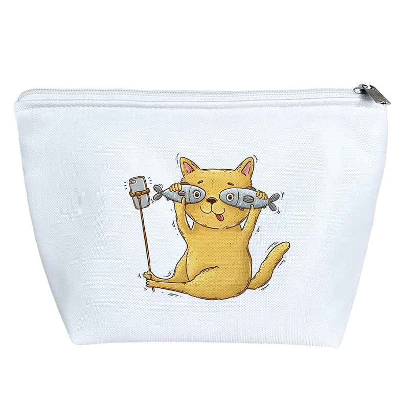 کیف لوازم آرایش دخترانه خندالو مدل گربه و ماهی کد H449