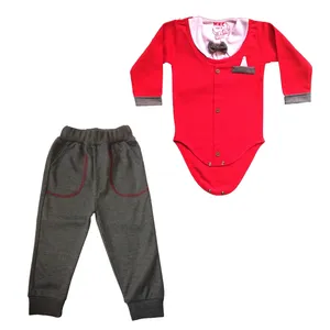 ست بادی و شلوار نوزاد طرح پاپیون کد O1