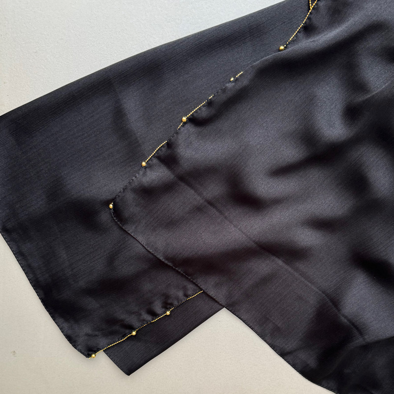 شال زنانه مدل مجلسی مهمانی ساتن دور مروارید دوزی