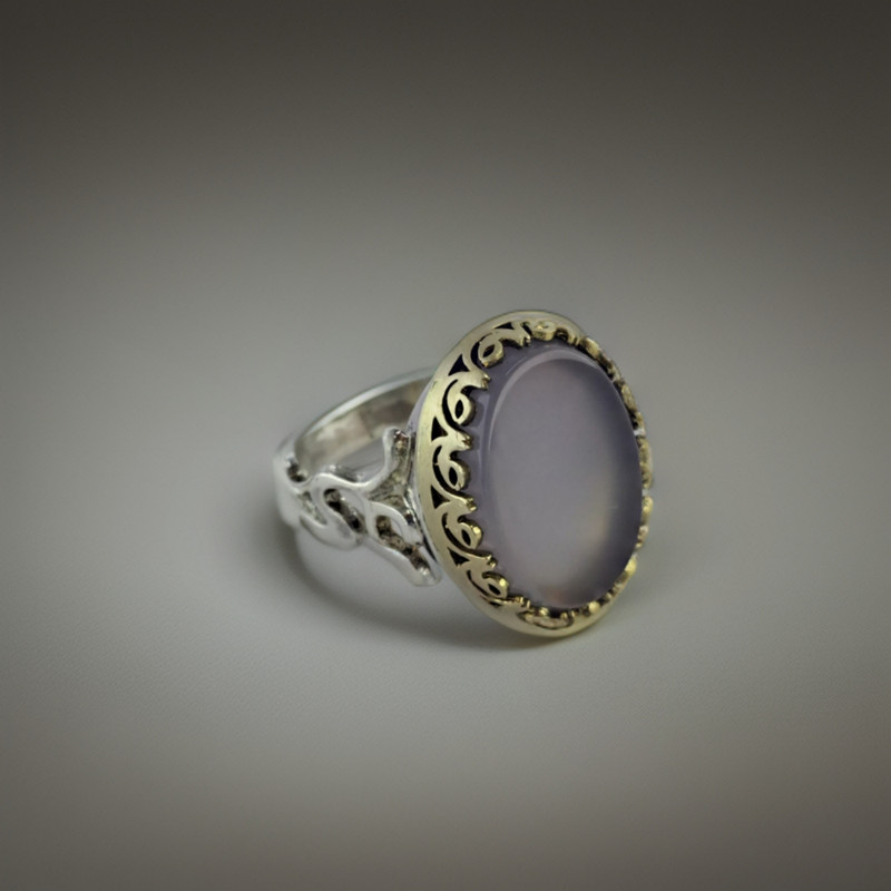 انگشتر نقره مردانه ملک زیور مدل رکاب یاعلی نگین عقیق سوسنی کد 331