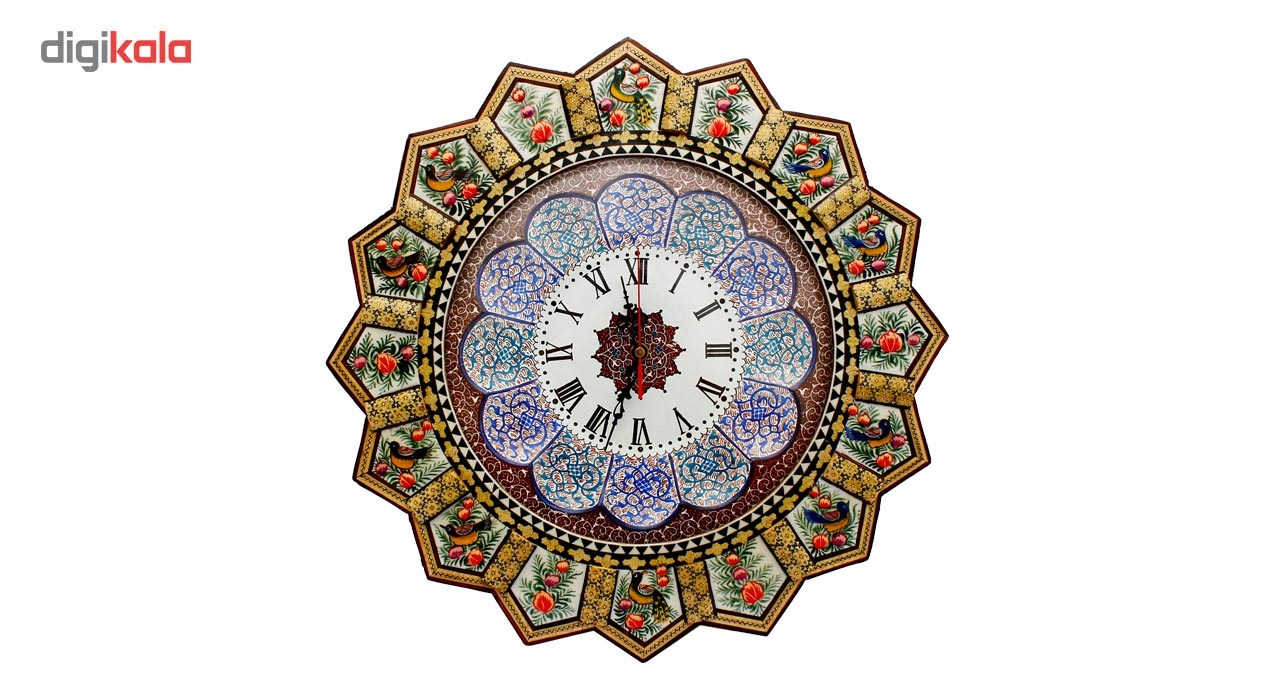 ساعت دیواری خاتم کاری گالری مند مدل خورشیدی کد Mkh38