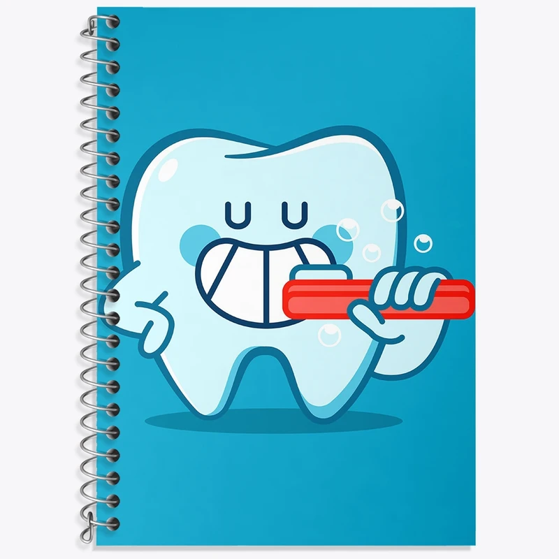 دفتر زبان 50 برگ خندالو مدل دو خط طرح دندان و دندان پزشکی کودکانه کد 36766