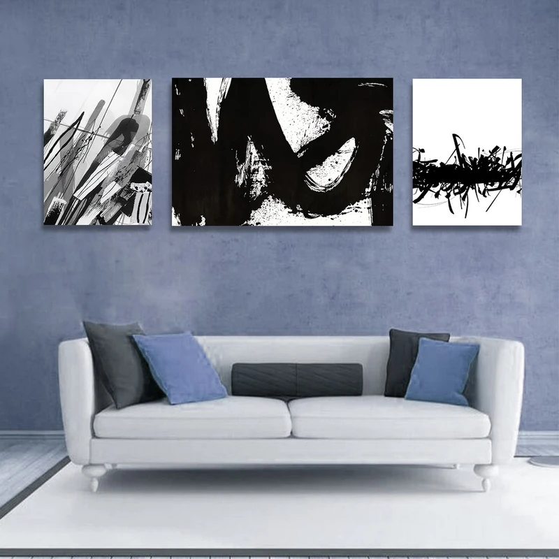 تابلو شاسی بکلیت طرح نقاشی دکوری مدرن سبک آبستره مدل SH-1502 مجموعه 3 عددی