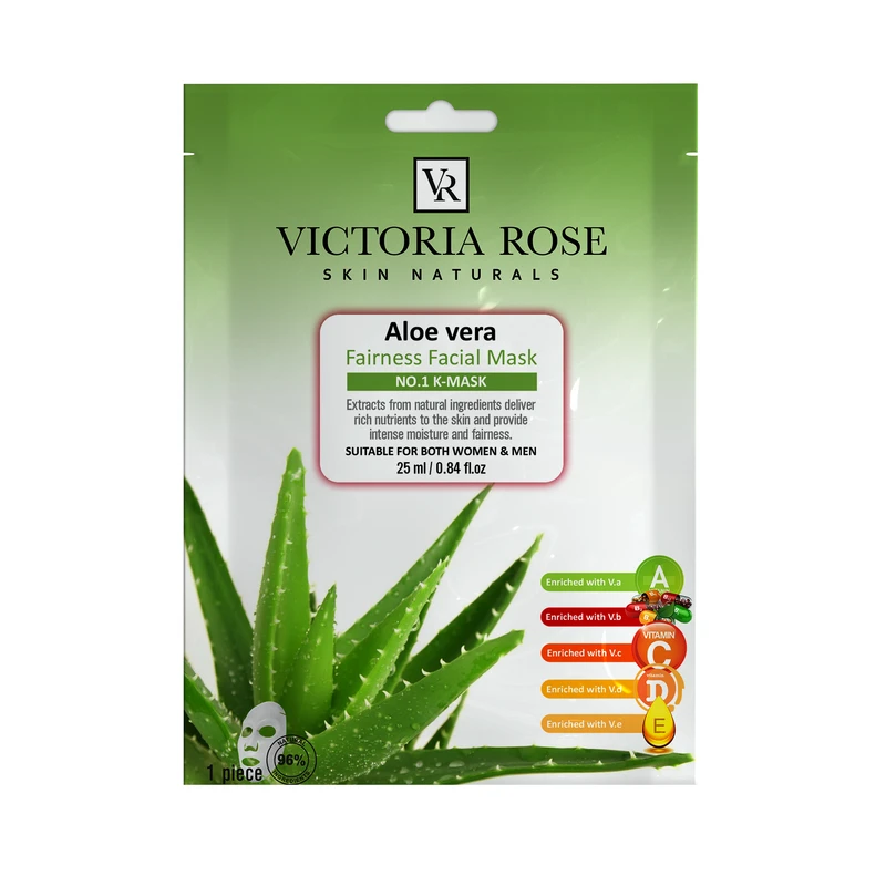   ماسک صورت ویکتوریا رز مدل آلوئه ورا حجم 25 میلی لیتر بسته 50 عددی