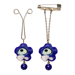 ست گل سینه و گیره روسری  مدل چشم نظر کد PM 396