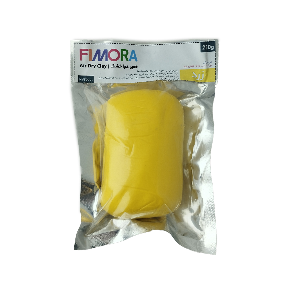 خمیر مجسمه سازی فیمورا مدل پلیمری هواخشک NVF0303 رنگ زرد