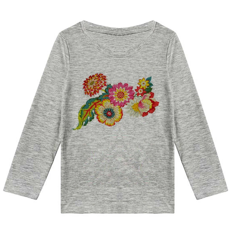 تیشرت آستین بلند دخترانه طرح گل کد F37