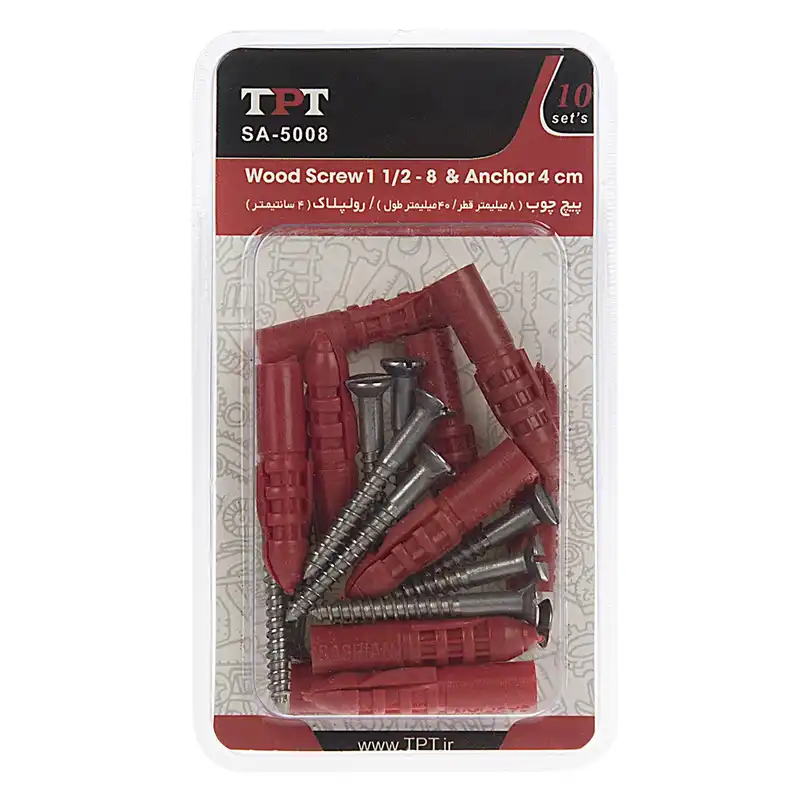 مجموعه 10 عددی پیچ چوب و رولپلاک تی پی تی مدل SA-5008
