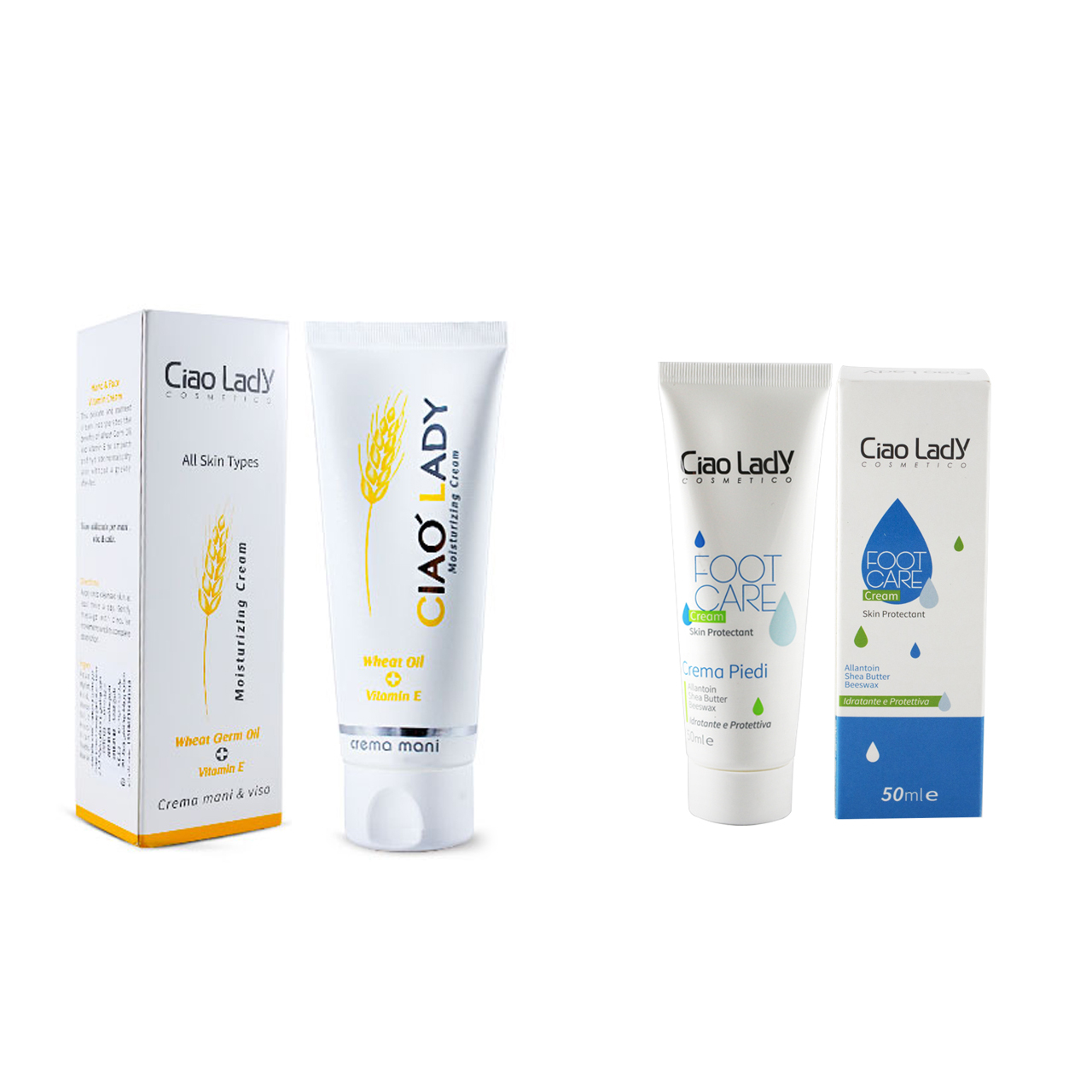 کرم مراقبت از پا چائولیدی مدل Soft Care حجم 50 میلی لیتر به همراه کرم روغن جوانه گندم چائولیدی مدل Moisturizing حجم 150میلی لیتر