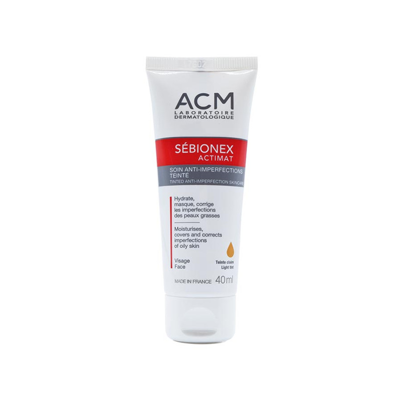 کرم مرطوب کننده رنگی Acm سری Sebionex Actimat مدل بژ روشن حجم 40 میلی لیتر