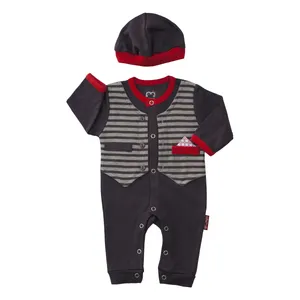 ست سرهمی و کلاه نوزاد آدمک کد 133001 رنگ بادمجانی