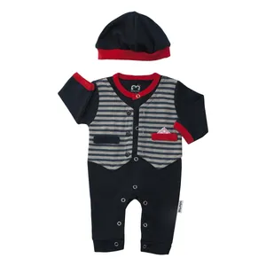 ست سرهمی و کلاه نوزاد آدمک کد 133001 رنگ سرمه ای