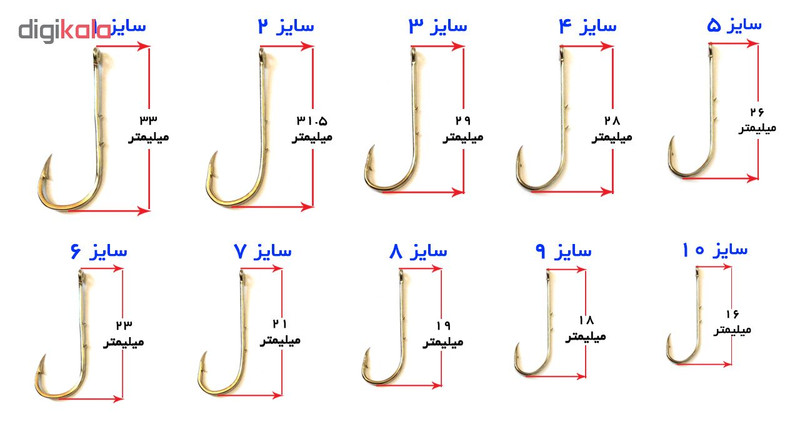 قلاب ماهی گیری اسکار مدل ZH-5010L بسته 10 عددی سایز2